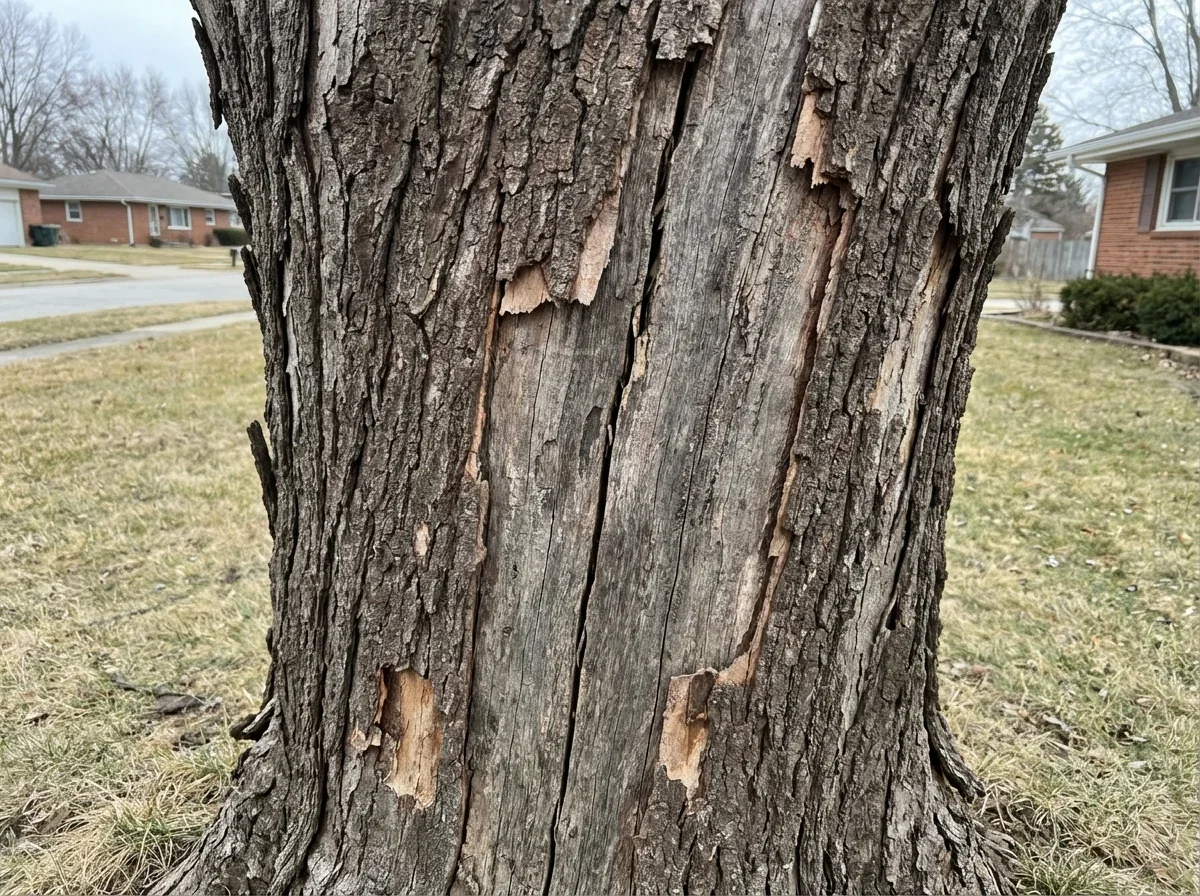 Peeling, Cracked, or Missing Bark — signs tree is dying