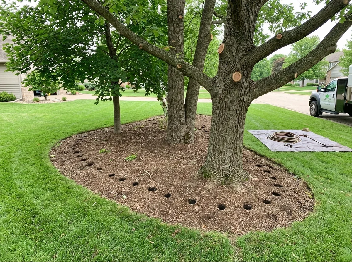 Deep root fertilization promotes healthy growth and vibrant foliage for thriving trees