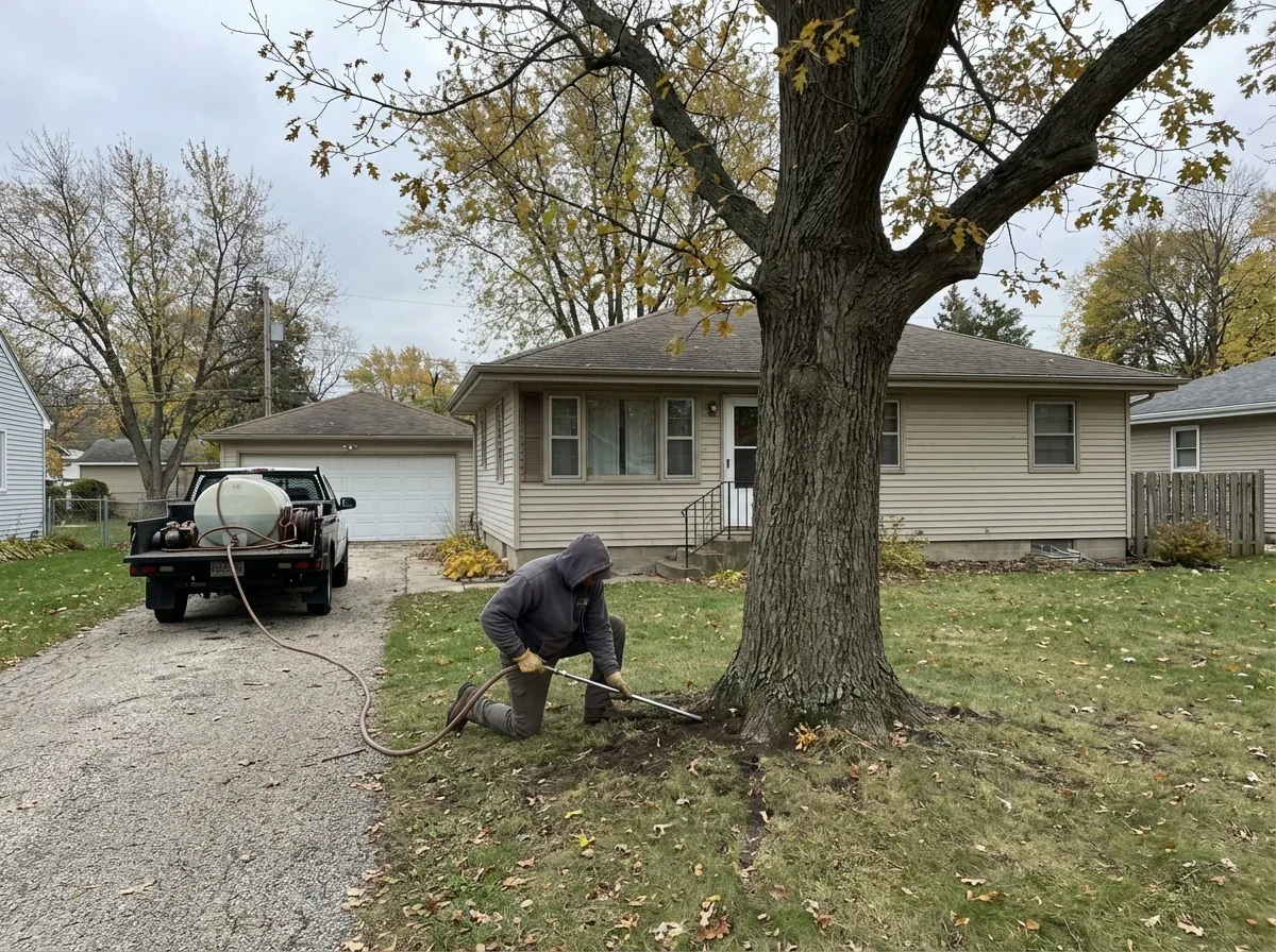 Deep Root Fertilization — sparse thin canopy with undersized leaves