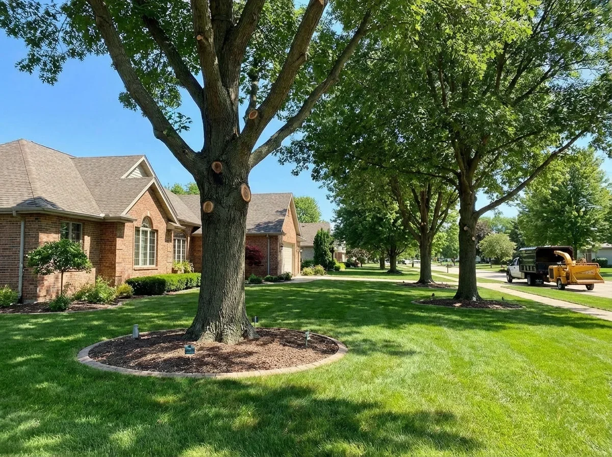 Oak Wilt Treatment — freshly completed professional oak wilt treatment