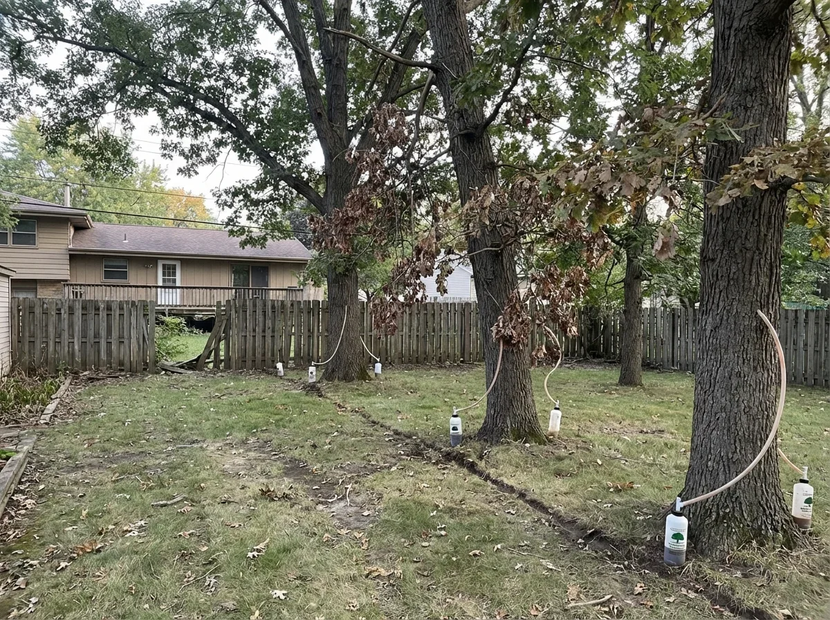 Oak Wilt Treatment — connected oak root system spreading oak wilt betwe