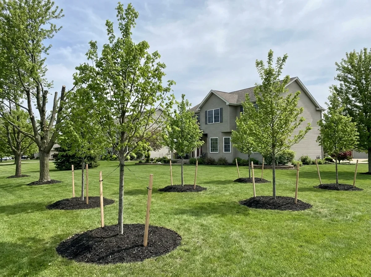 Tree Planting — freshly completed professional tree planting