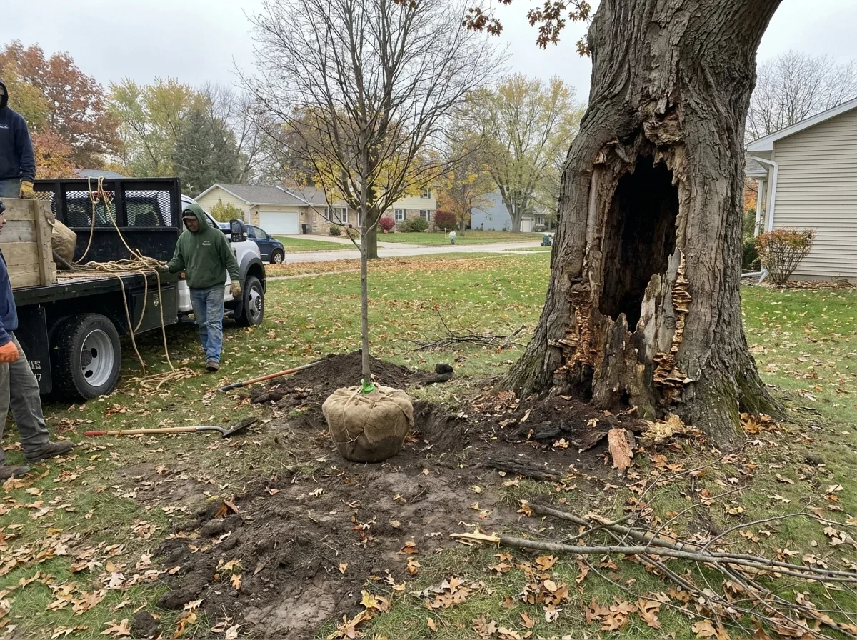 Tree Planting — tree with large cavity showing signs of decay